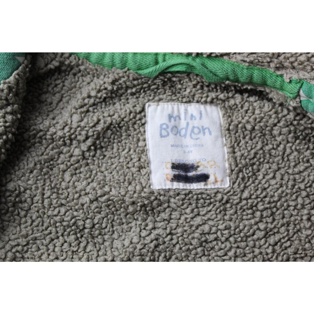 Mini Boden star hoodie 3/4y Sherpa lined warm thick green full zip funky shabby - Picture 5 of 6